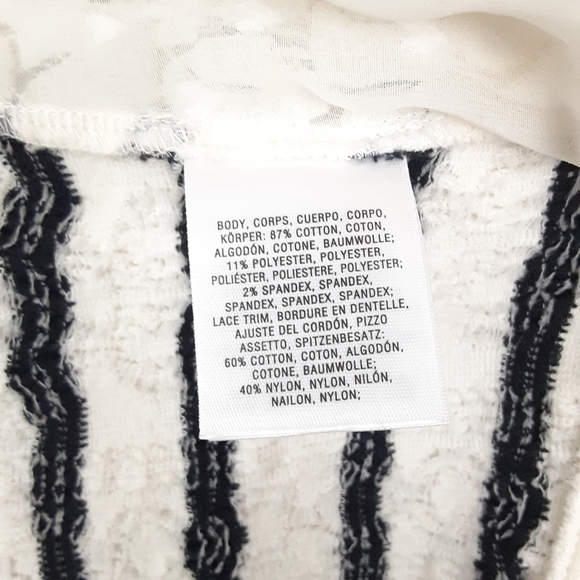 Anthropologie Postmark Stripe Lace Back Cardigan Size XS in Blk/White Combo - Picture 8 of 10